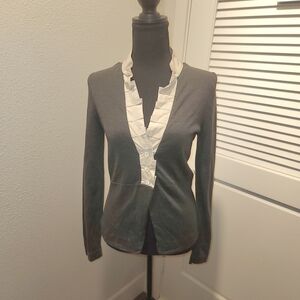 Fabiana Filippi Elegant Gray Cardigan with Cream Accents